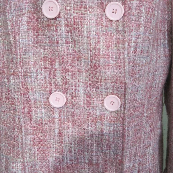 Guess Pink Women’s Knit Nylon Acrylic Cotton Button Mid-Length Coat Size Large - Picture 2 of 10